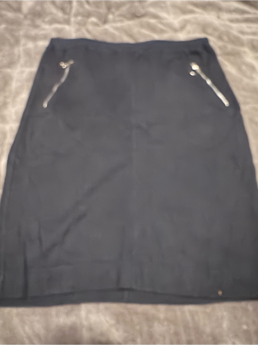 Vintage Adrienne Vittadini Black Pencil Skirt with Silver Zippers